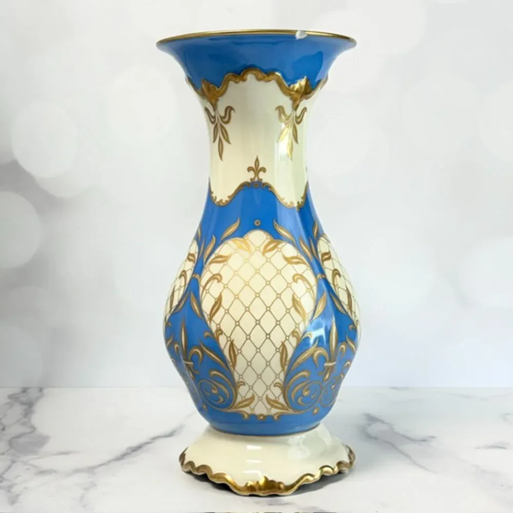 Vintage Rosenthal Pompadour Marquis Blue Gold Porcelain Vase 10.25